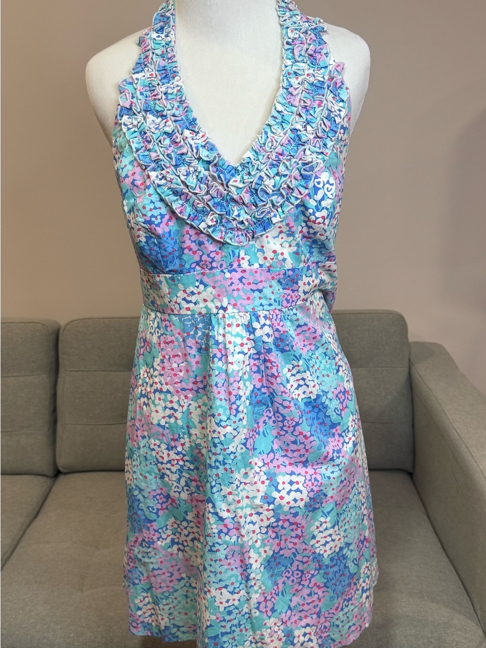 Ladies Lilly Pulitzer Strapless Floral Halter Dress
